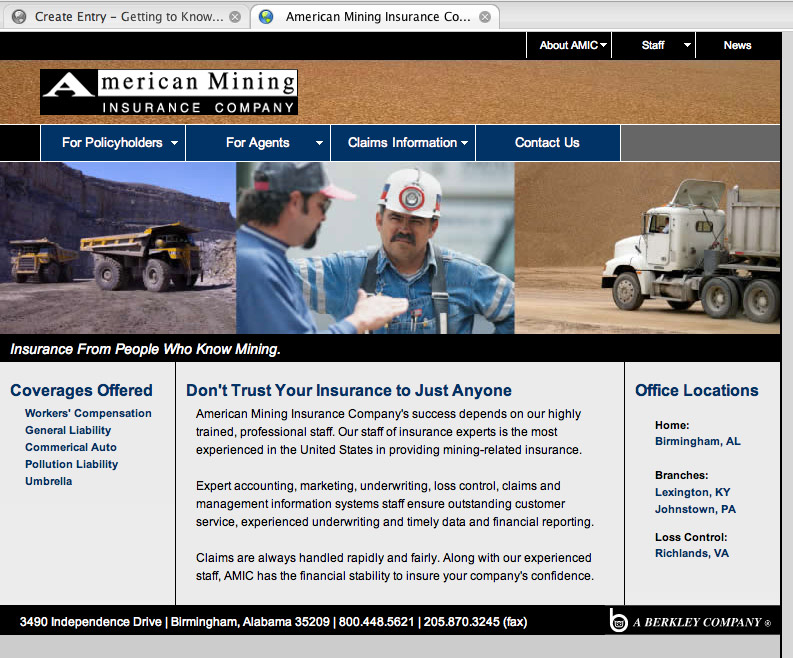 At Long Last: American Mining Insurance Company’s Website