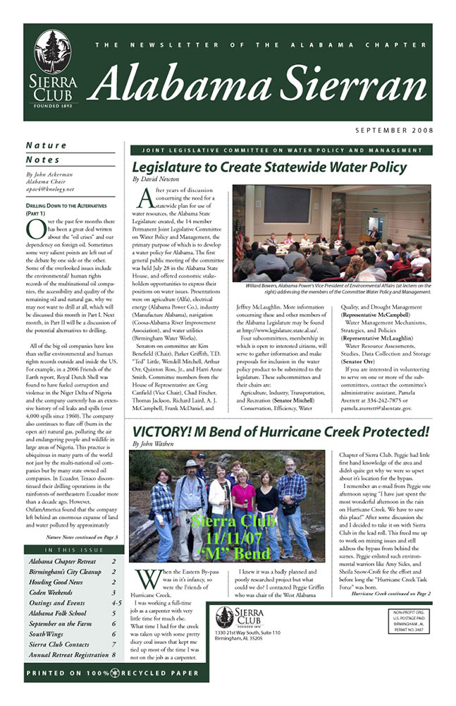 Another Sierra Club Newsletter (Alabama Sierran) Completed