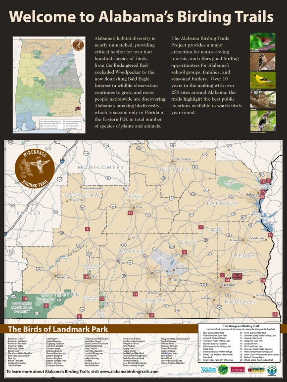 Birding Trail Map/Panel for Landmark Park in Dothan