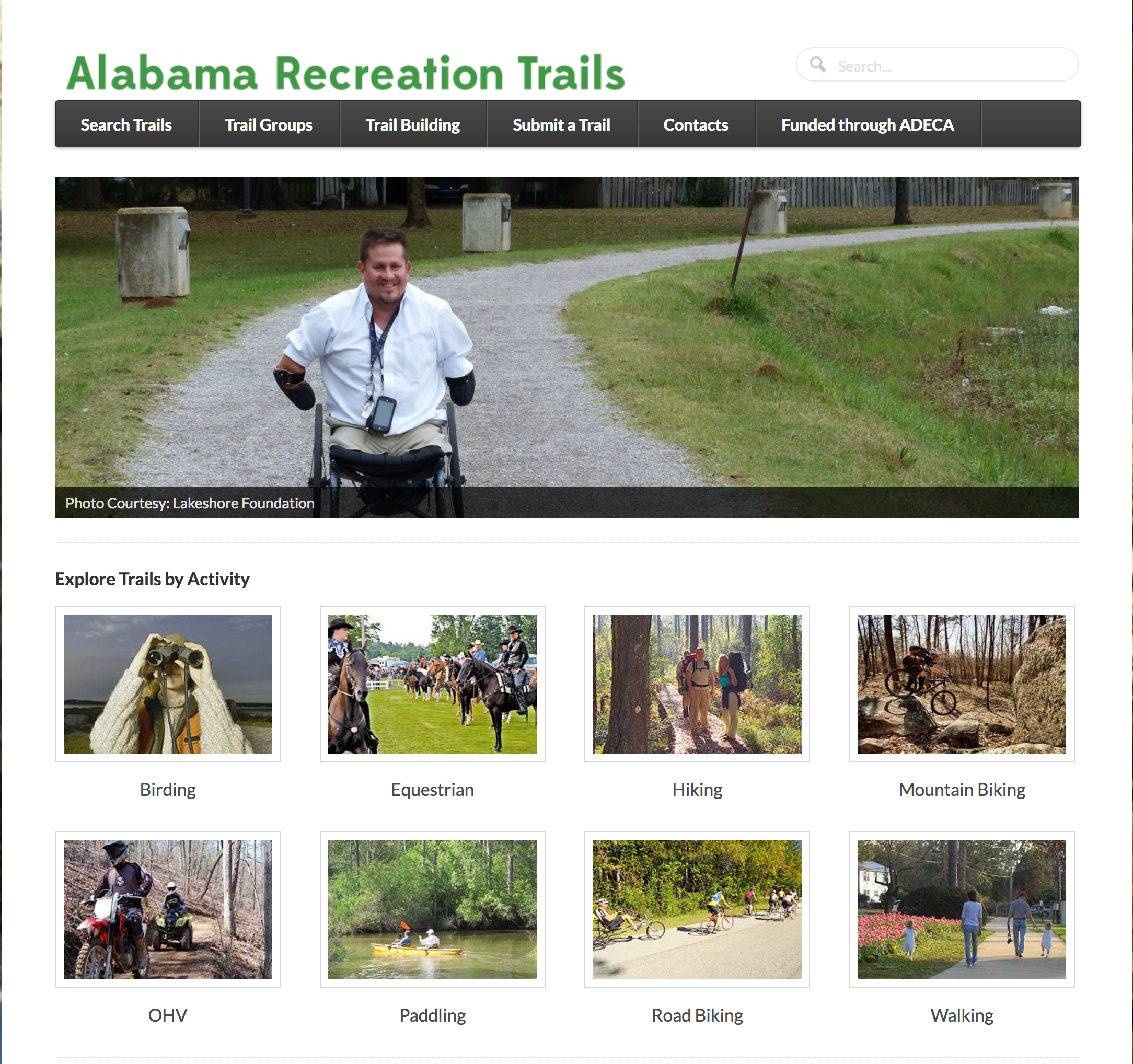 Website for the Alabama Recreation Trails Program
